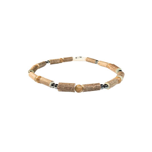 Hazelwood and Picture Jasper with grey beads