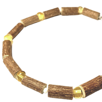 Hazelwood and Amber Necklace