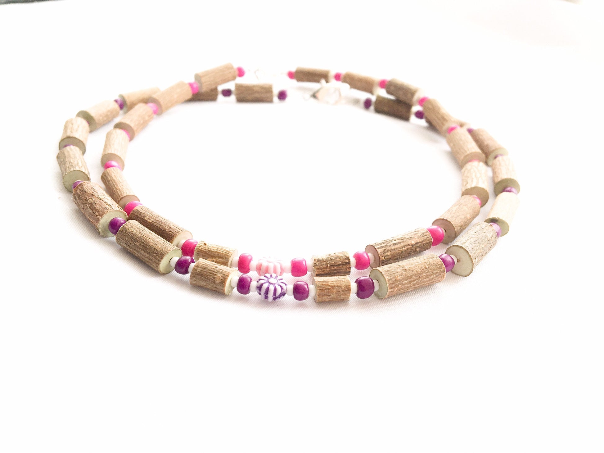 Hazelwood and Flower Necklace